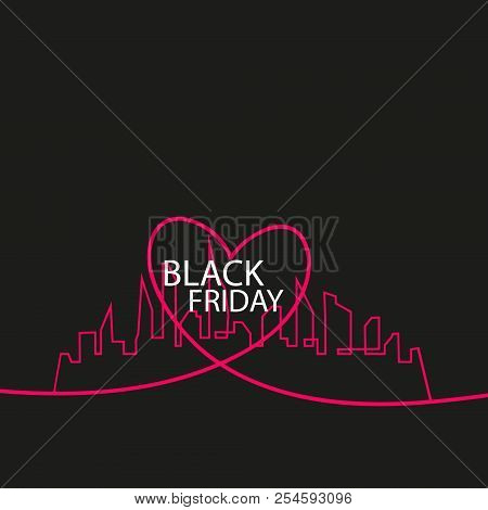 Black Friday In The City The Perfect Sale. White Ribbon Banner In Flat Style On A Black Background W