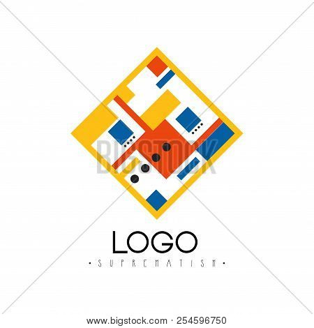 Suprematism Logo, Abstract Geometric Design Element For Brand Identity, Advertising, Poster, Banner,