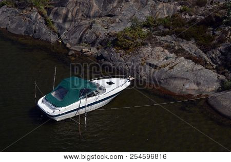 Marina of the Norwegian fishing town Hvaler . June 19,2018. Hvaler,Norway
