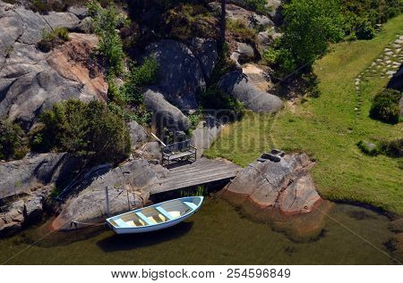 Marina of the Norwegian fishing town Hvaler . June 19,2018. Hvaler,Norway