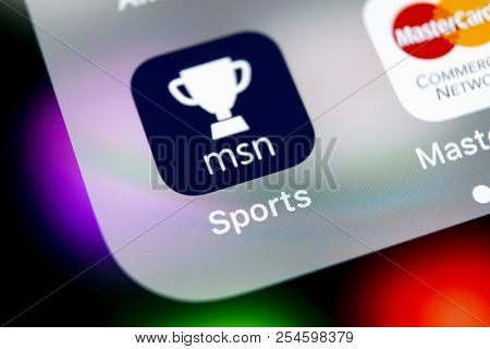 Sankt-petersburg, Russia, August 16, 2018: Microsoft Msn Sports Application Icon On Apple Iphone X S