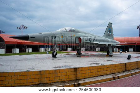 28 February 2018, Hualien Taiwan : Northrop Taiwanese F5e Fighter Jet Exposed In Hualien Taiwan