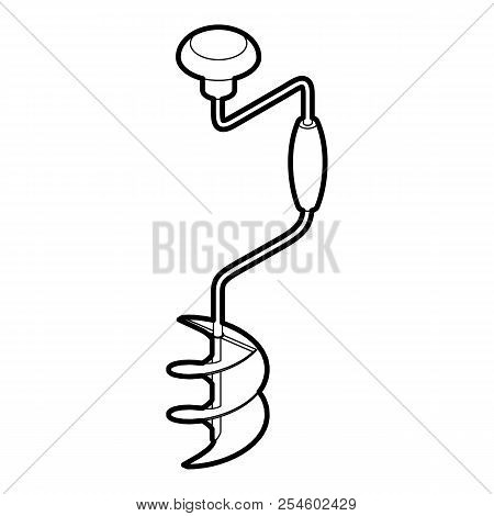 Hand Fishing Ice Drill Icon. Outline Illustration Of Fishing Ice Drill Icon For Web