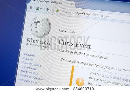 Ryazan, Russia - August 19, 2018: Wikipedia Page About Chris Evert On The Display Of Pc