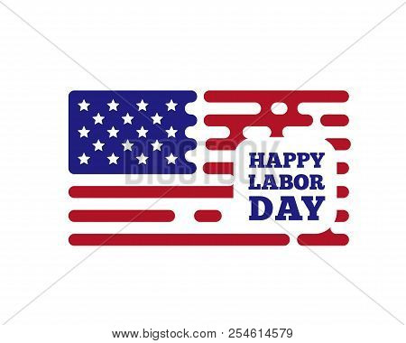 Happy Labor Day Vector Illustrtation With Rouded Lines