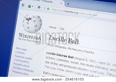 Ryazan, Russia - August 19, 2018: Wikipedia Page About Lucille Ball On The Display Of Pc