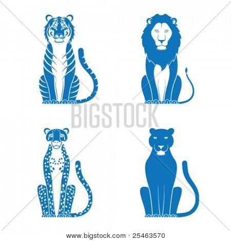 Illustrazione vettoriale di un ghepardo Leone tigre e Pantera