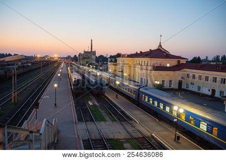 Kherson, Kiev - July 31, 2018: View Of The Railway Station At Dawn