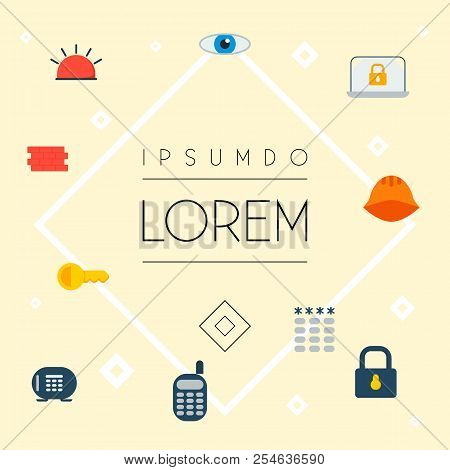 Set Of Procuring Icons Flat Style Symbols With Vault, Phone, Alarm And Other Icons For Your Web Mobi