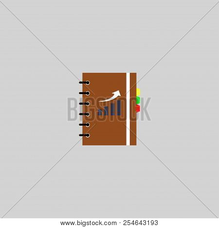 Notebook. Flat Icon. Vector Illustration. Eps 10. Text.
