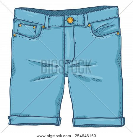 Vector Cartoon Illustration - Blue Denim Jeans Shorts