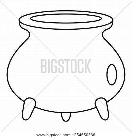 Halloween Cauldron Icon. Outline Halloween Cauldron Icon For Web Design Isolated On White Background
