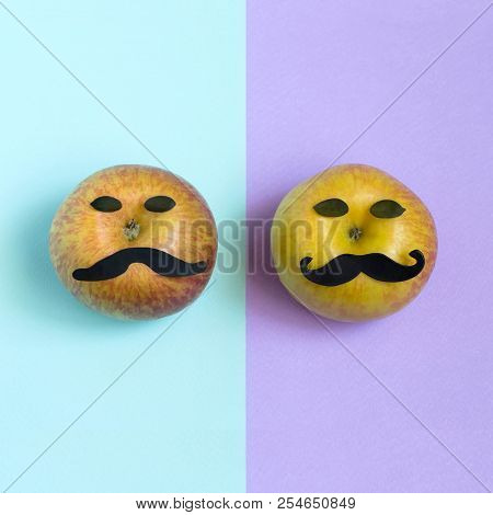 Two Apples With Mustache