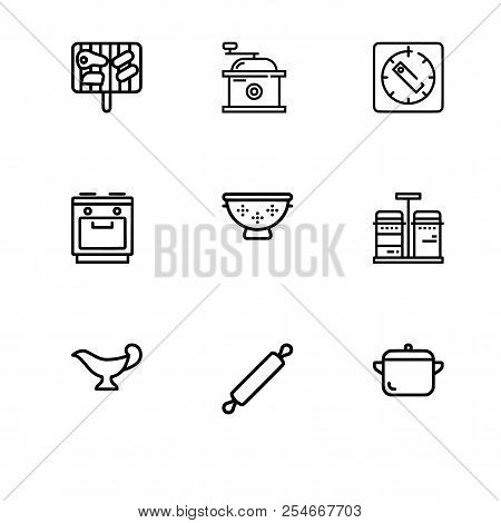 Set Outline Icon Eps 10 Vector Format.  Transparent Background. Kitchenware Utensils And Cooking.