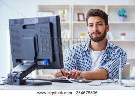 Frustrated young man due to weak internet reception