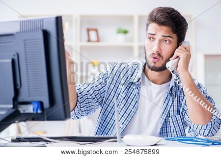 Frustrated young man due to weak internet reception