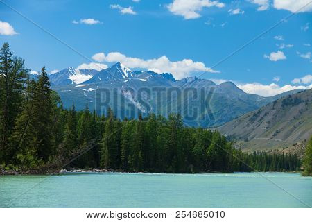 Altai mountains. River Argut. Beautiful highland landscape. Russia. Siberia