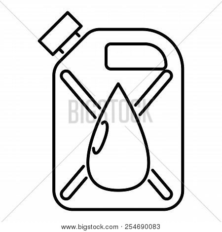 Jerrycan With Drop Icon. Outline Illustration Of Jerrycan Icon For Web