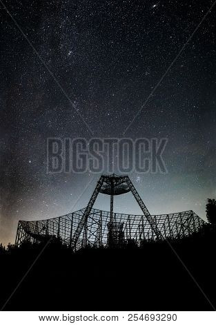 Antenna Of The Station Of Exploration Of An Ionosphere. A Silhouette Against The Background Of The N