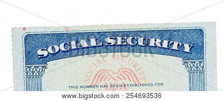 Social Security Card In The Usa Isolated Against White Background