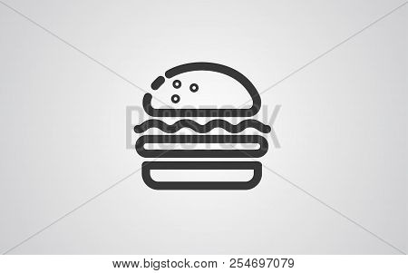 Hamburger Line Icon, Outline Vector Sign, Linear Style Pictogram Isolated On White. Beefburger Symbo