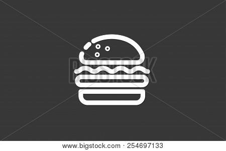Hamburger Line Icon, Outline Vector Sign, Linear Style Pictogram Isolated On White. Beefburger Symbo