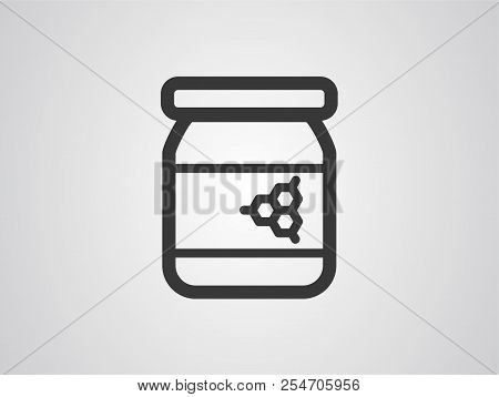 Jar Of Honey Icon In Outline Style Isolated On White Background. Apairy Symbol Vector Illustration -