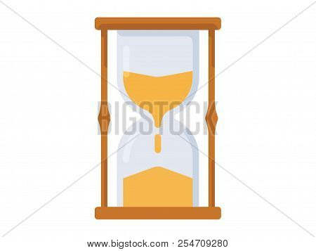 Traditional Hourglass, Hour-glass, Sandglass, Sand-glass Icon, Flat Style Vector Illustration Isolat