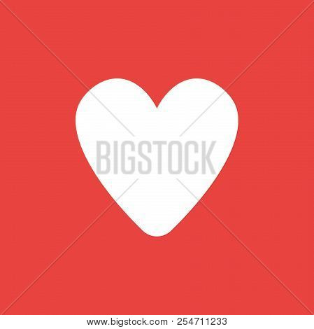 Flat Vector Icon Concept Of Heart Shape On Red Background.