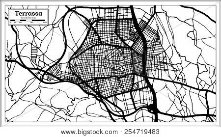 Terrassa Spain City Map in Retro Style. Outline Map. 