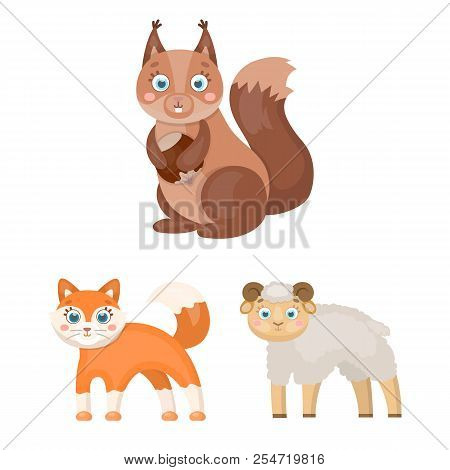 Toy Animals Cartoon Icons In Set Collection For Design. Bird, Predator And Herbivore Vector Symbol S