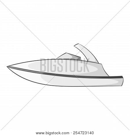Little Powerboat Icon. Gray Monochrome Illustration Of Little Powerboat Icon For Web