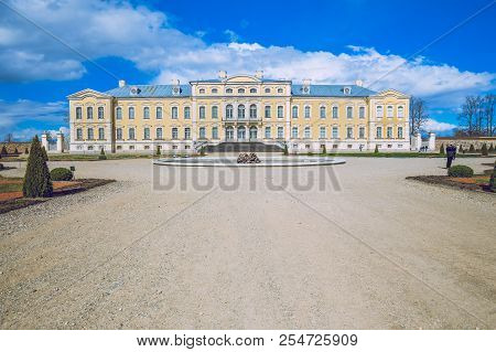 Old Castle In Latvia, Rundale, 2017 April. Travel Photo In Latvia.