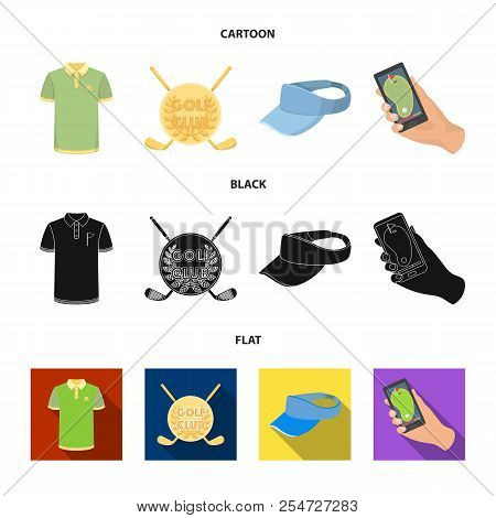 Emblem Of The Golf Club, Cap With A Visor, Golfer Shirt, Phone With A Navigator.golf Club Set Collec