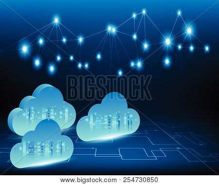 Cloud Computing Business Transaction Data Storage Technology  With Line Network Connection Concept. 
