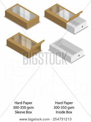 Hard Paper Slide Sleeve Box Mockup Dieline