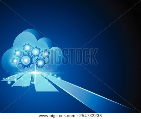 3d Cloud Computing Business Intelligence Transaction Data Storage Technology With Line Network Conne