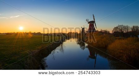 The Beautiful Greetsieler Twin Mills In The Evening Light