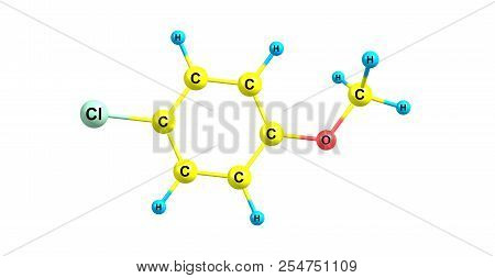4-chloroanisole Molecular Structure Isolated On White