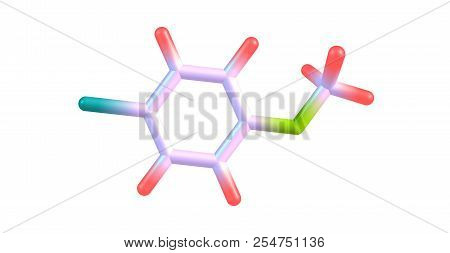 4-chloroanisole Molecular Structure Isolated On White