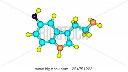Serotonin Molecular Structure Isolated On White