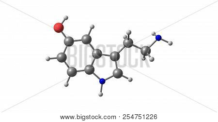 Serotonin Molecular Structure Isolated On White