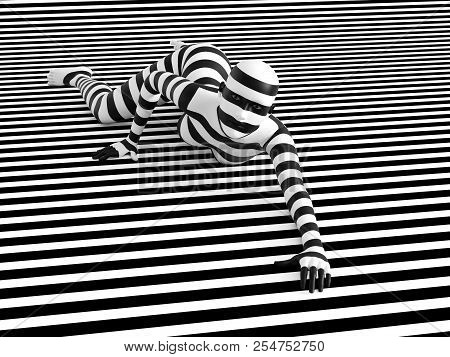 3D Rendering Of Person Breaking The Pattern.