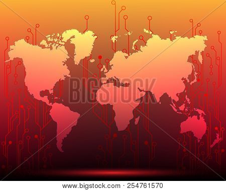 World Map Cyber Attack By Hacker Concept Background. Vector Illustration Eps10