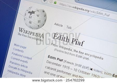 Ryazan, Russia - August 19, 2018: Wikipedia Page About Edith Piaf On The Display Of Pc