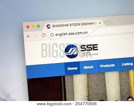 Amsterdam, The Netherlands - August 22, 2018: Website Of Shanghai Stock Exchange  Or Sse.