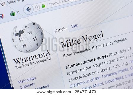 Ryazan, Russia - August 19, 2018: Wikipedia Page About Mike Vogel On The Display Of Pc