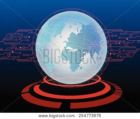 World Map Cyber Attack By Hacker Circuit Concept Background. Vector Illustration Eps10..