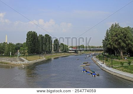 Bank Of The Raba River In Gyor, Hungary