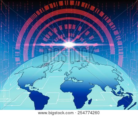 World Map Cyber Line Attack By Hacker Concept Background. Vector Illustration Eps10..